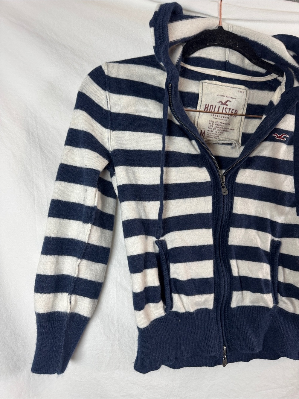 Hollister Vintage Striped Hooded Zip Up Medium - Picture 4 of 5